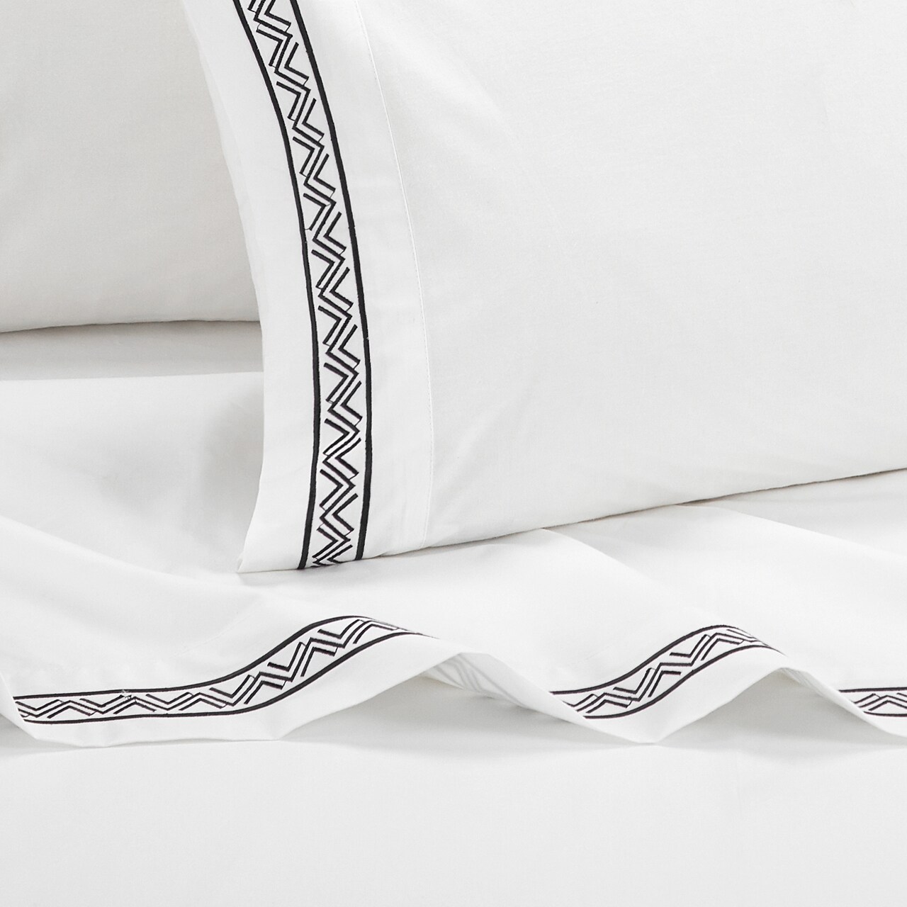 Chic Home 4 Piece Orden Organic Cotton Sheet Set Solid White With Dual Stripe Embroidery